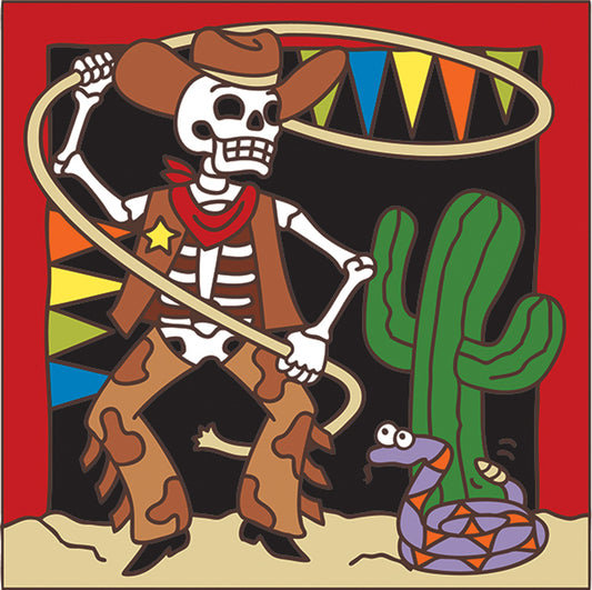 6x6 Tile Day of the Dead Cowboy and Rope