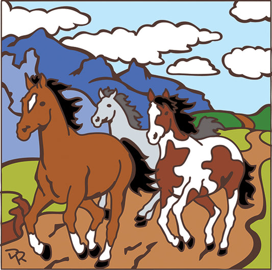 6x6 Tile Running Free Wild Horses
