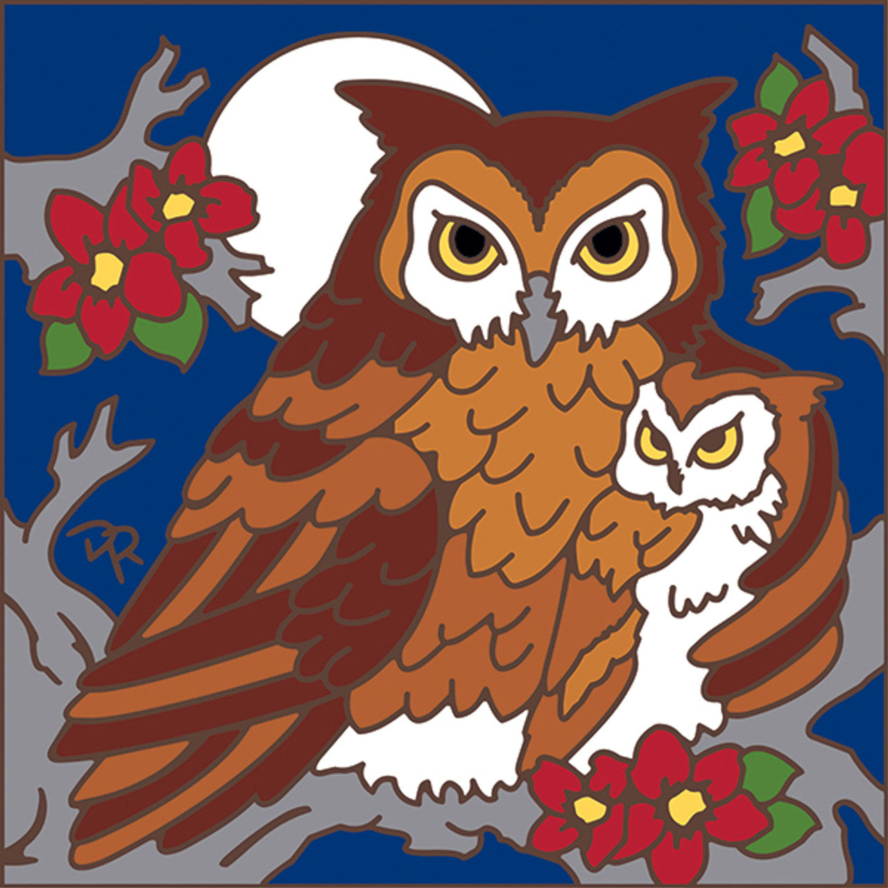 Mama and Baby Owl Tile