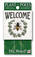 Welcome Bee and Wreath Plant Poke