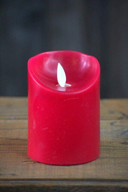 Red Moving Flame LED Candle w/timer  3x4in Wholesale Home Decor