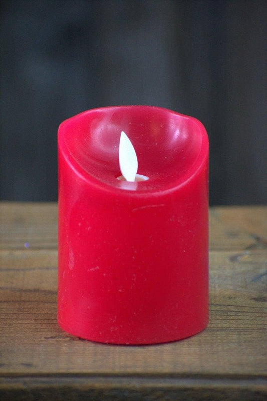 Red Moving Flame LED Candle w/timer  3x4in Wholesale Home Decor