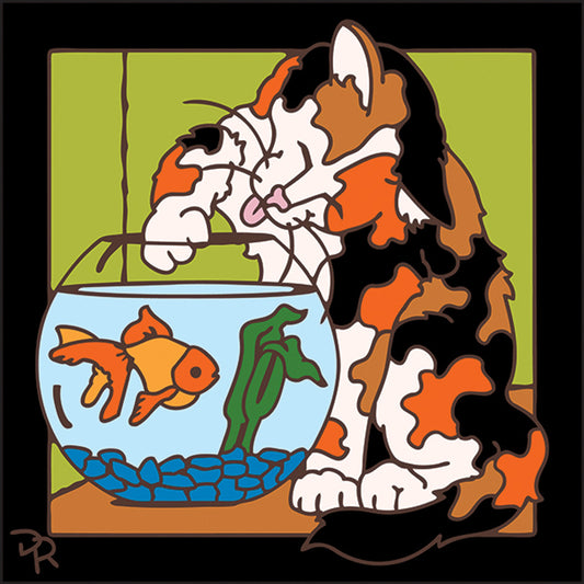 Cat & Gold Fish Tile