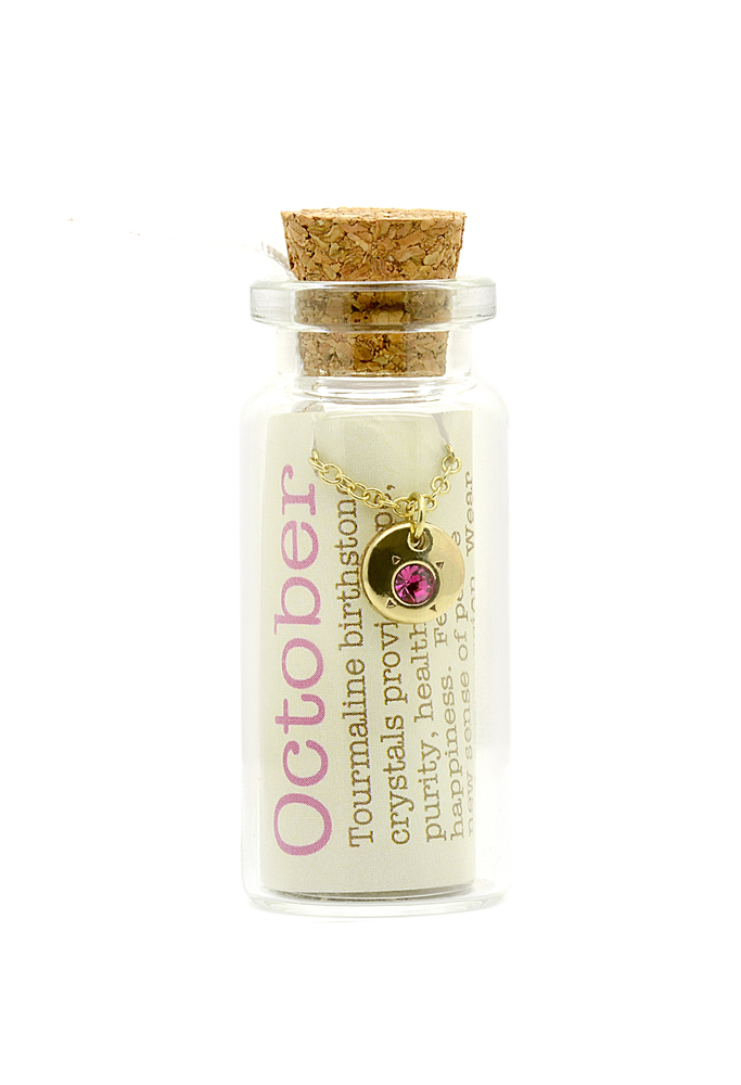 October/Tourmaline Birthstone Bottle Necklace