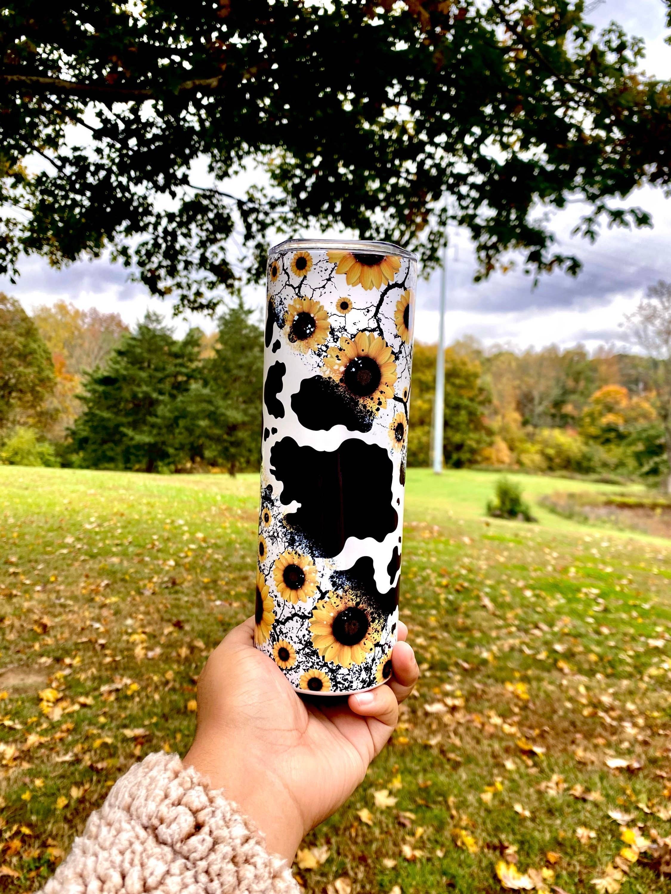Sunflower Cow Print Tumbler