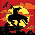 End of the Trail Sunset Silhouette Tile