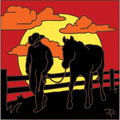 Cowboy Sunset Silhouette Tile