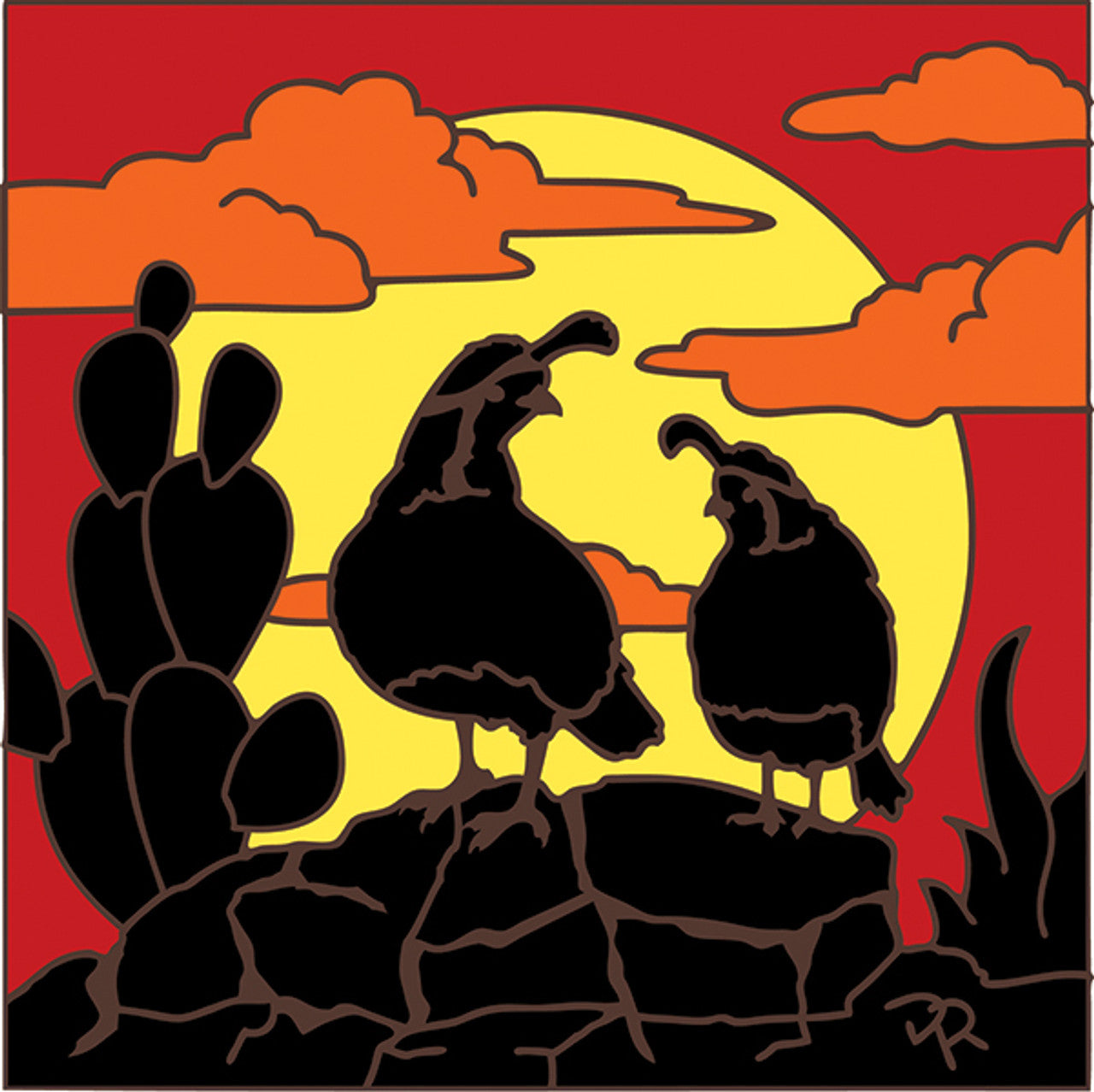 Quail Sunset Silhouette Tile