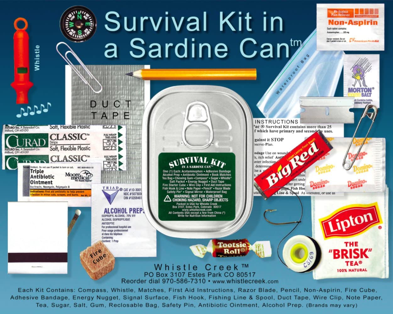 Whistle Creek Survival Kit in a Sardine Can