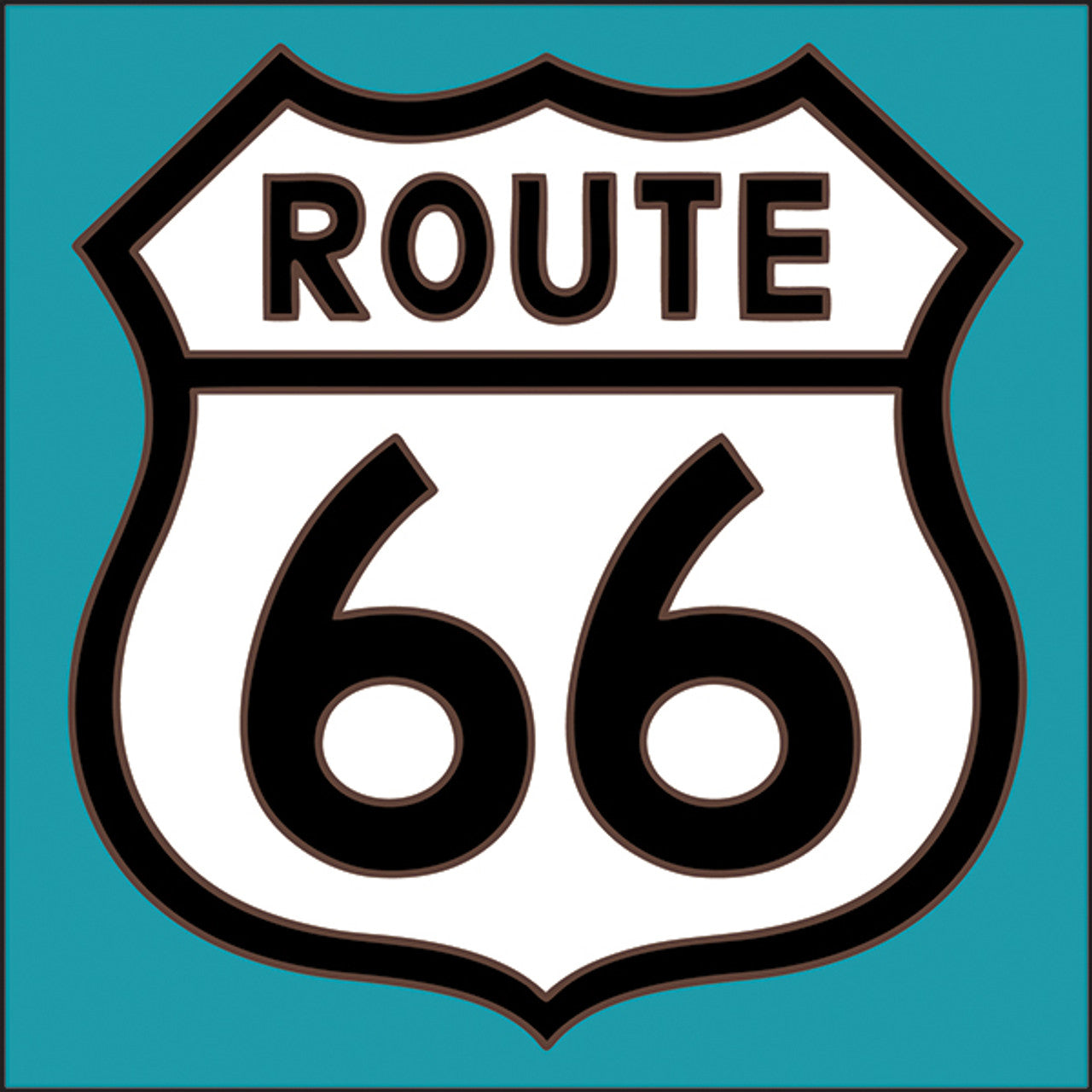 Route 66 Turquoise Background Tile