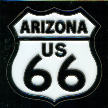 6x6 Tile Route 66 Arizona White Sign on Black Background