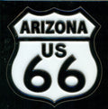 Route 66 Arizona White Sign on Black Background Tile