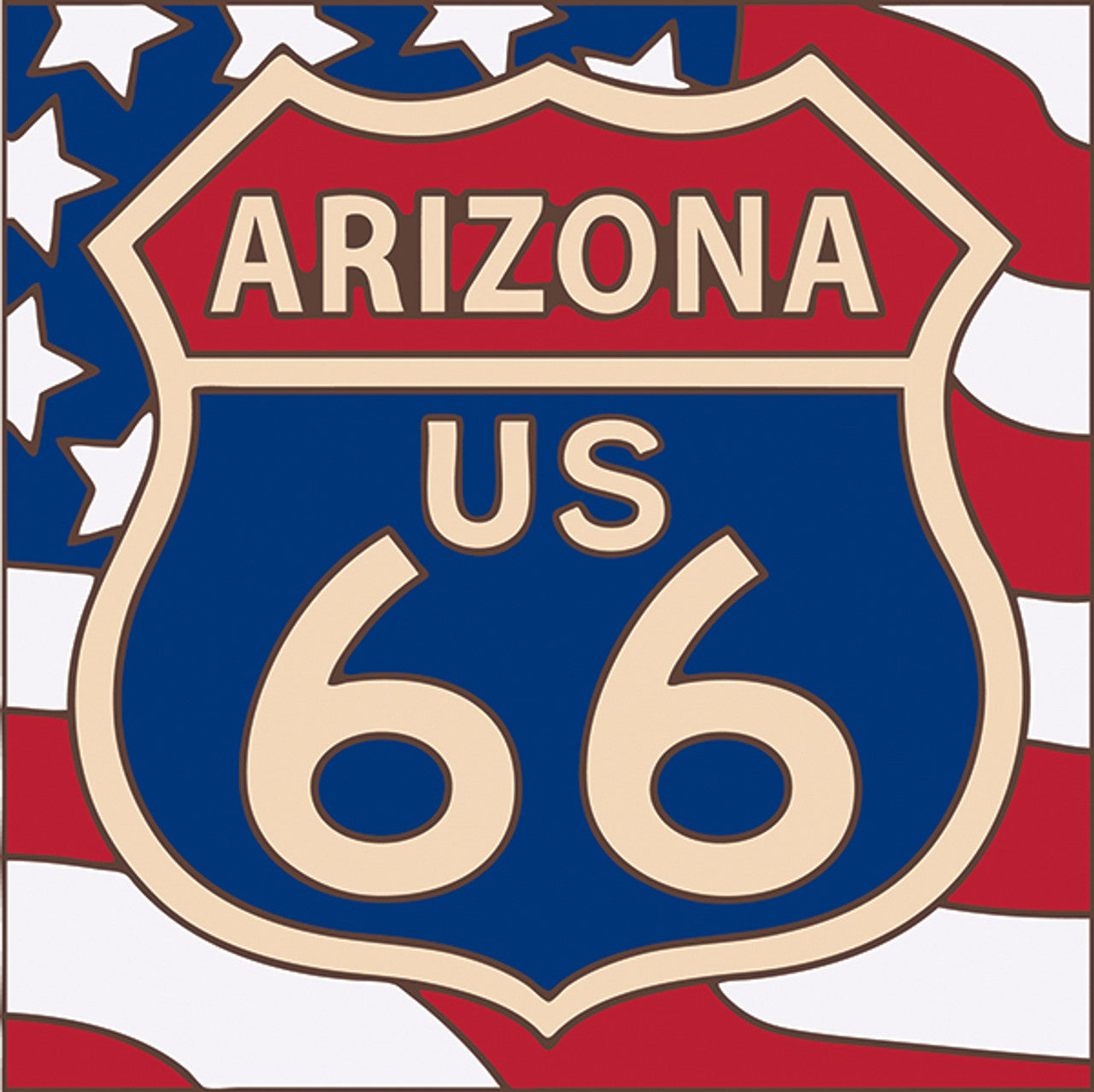 Route 66 Arizona on American Flag Tile
