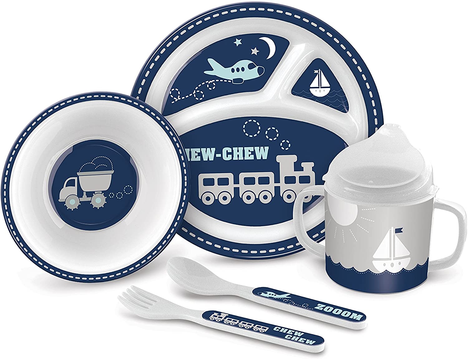 Lady Jayne "Chew Chew" Train and Plane Baby Feeding Gift Set
