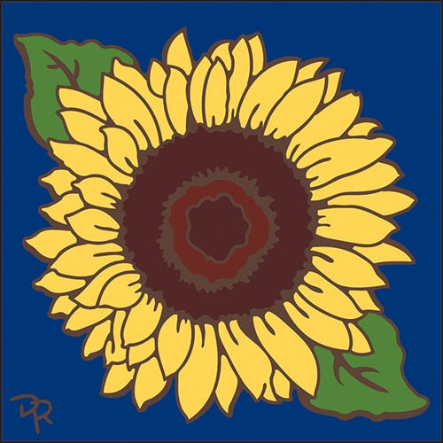 Sunflower on Cobalt Tile