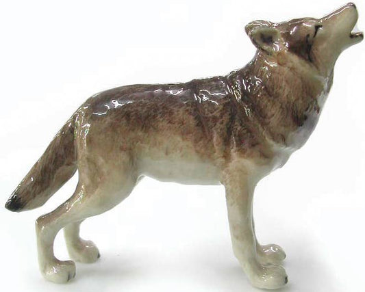 Gray Wolf Howling Mini Figurine