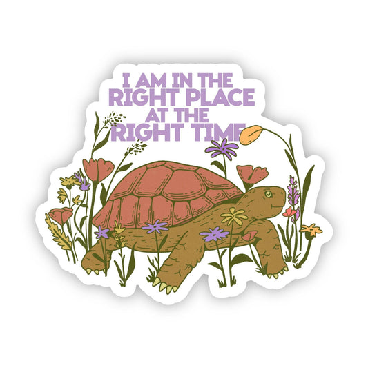 I Am In The Right Place At The Right Time Turtle Sticker