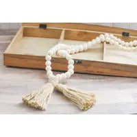 Eco-friendly Natural Wood Bead Garland with Tassels
