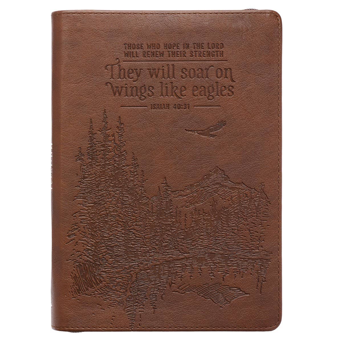 They Will Soar.. Brown Faux Leather Classic Journal w/ Zipped Closure