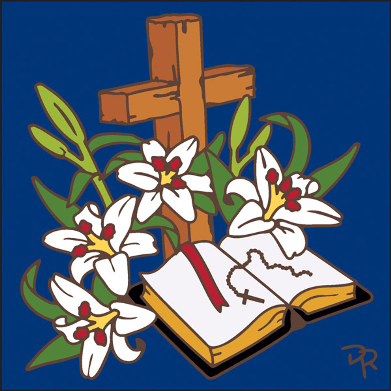 Holy Cross and Lilies Tile