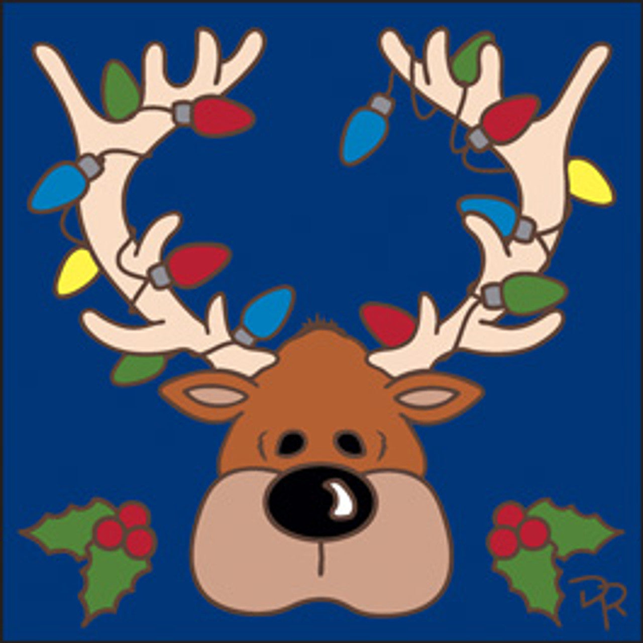 Christmas Lights Reindeer Tile