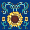 Sunflowers - Art Nouveau Cobalt Tile