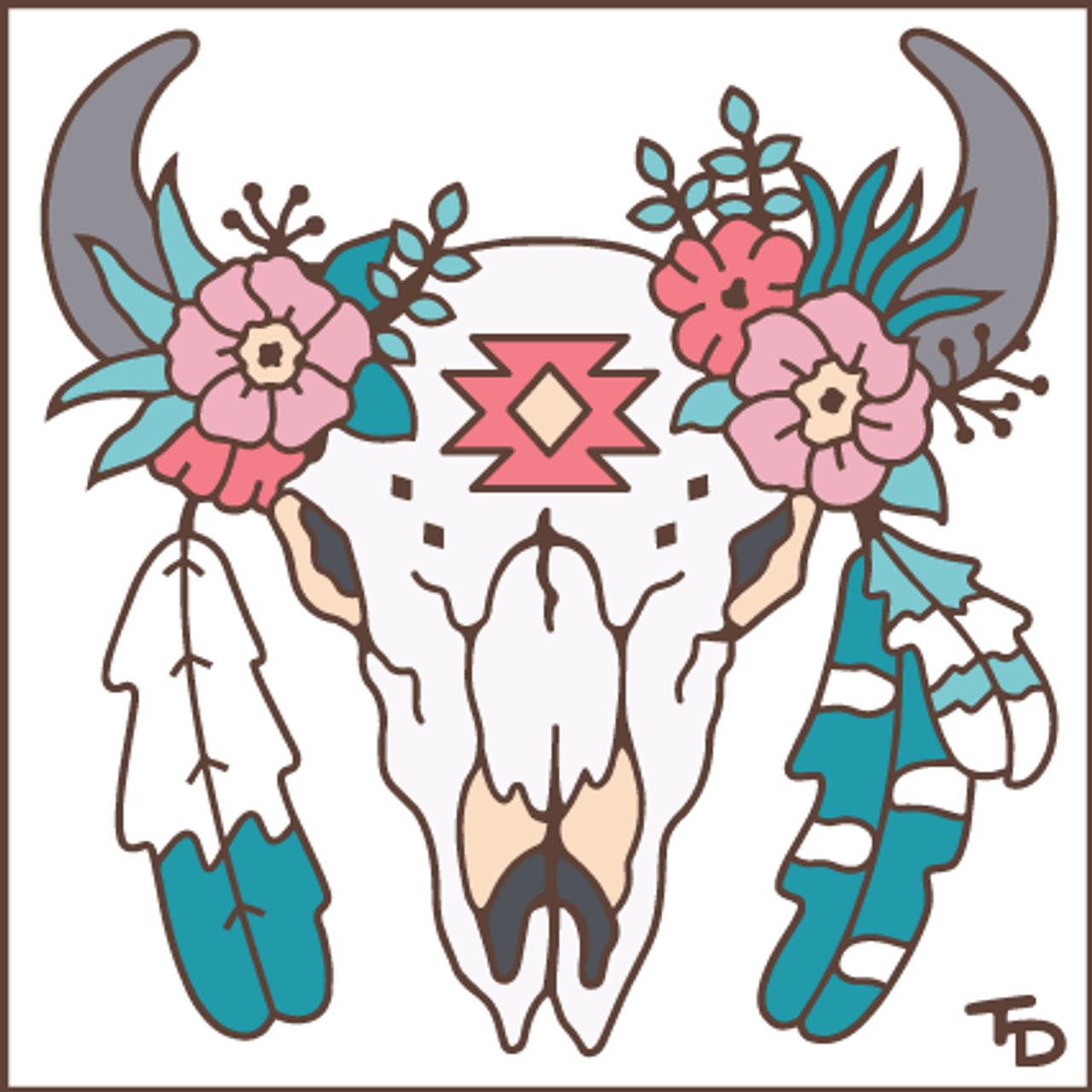 Farmhouse Cow Skull Tile