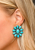 Turquoise Flower Cluster Post Earrings