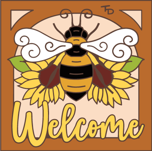 Bee Welcome Terracotta Tile