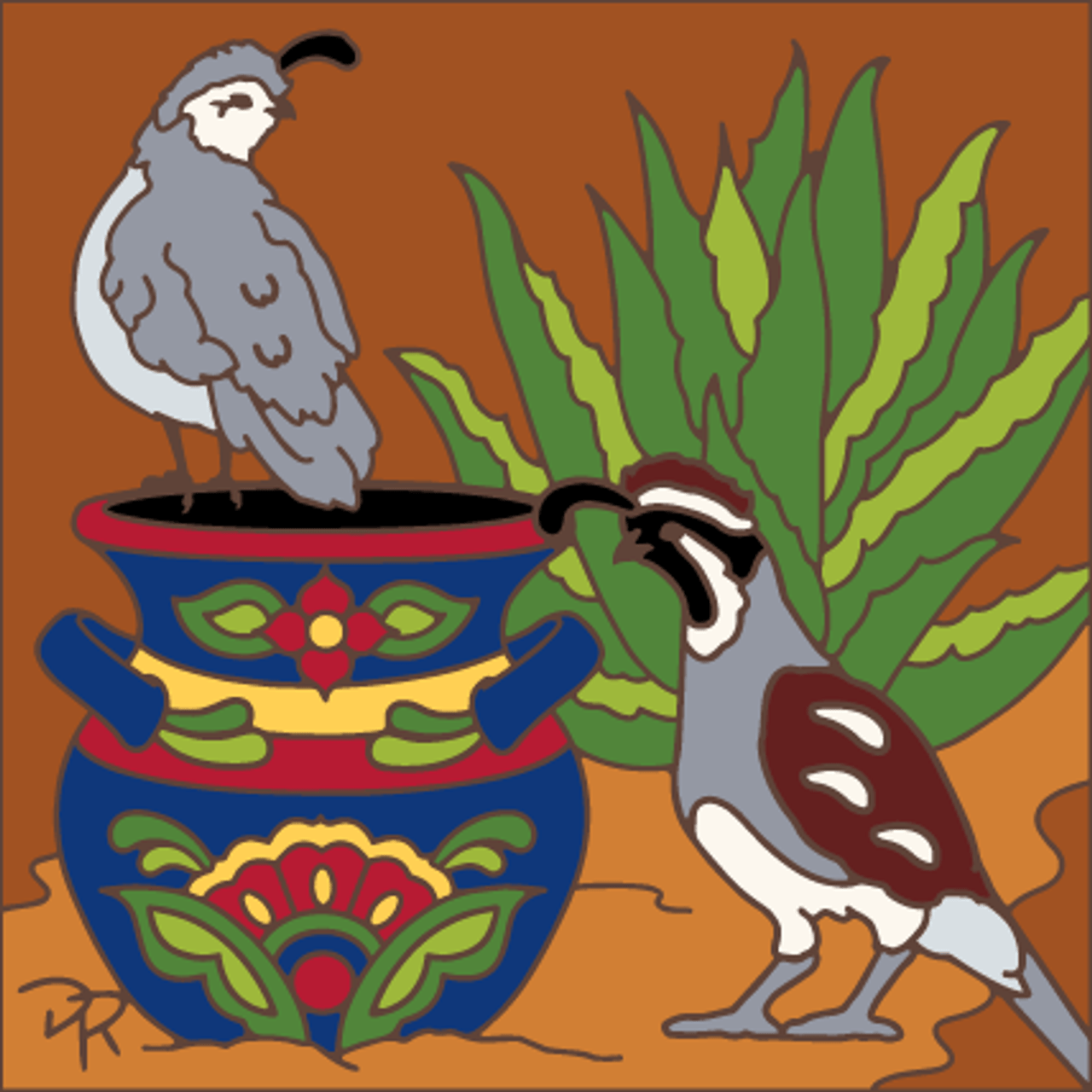 Quail with Talavera Pot Tile