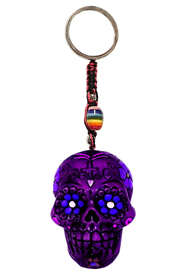 Pichincha - Key Chain Sugar Skull Purple