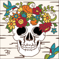 Day of the Dead Farmhouse Floral Skull Tile