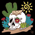 Day of the Dead Skull with Cactus Garden Friend Tile