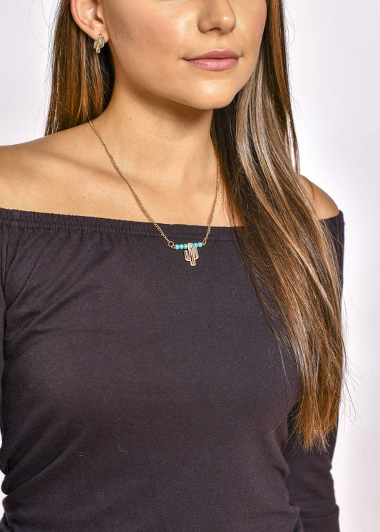 Cactus Necklace and Earring Set