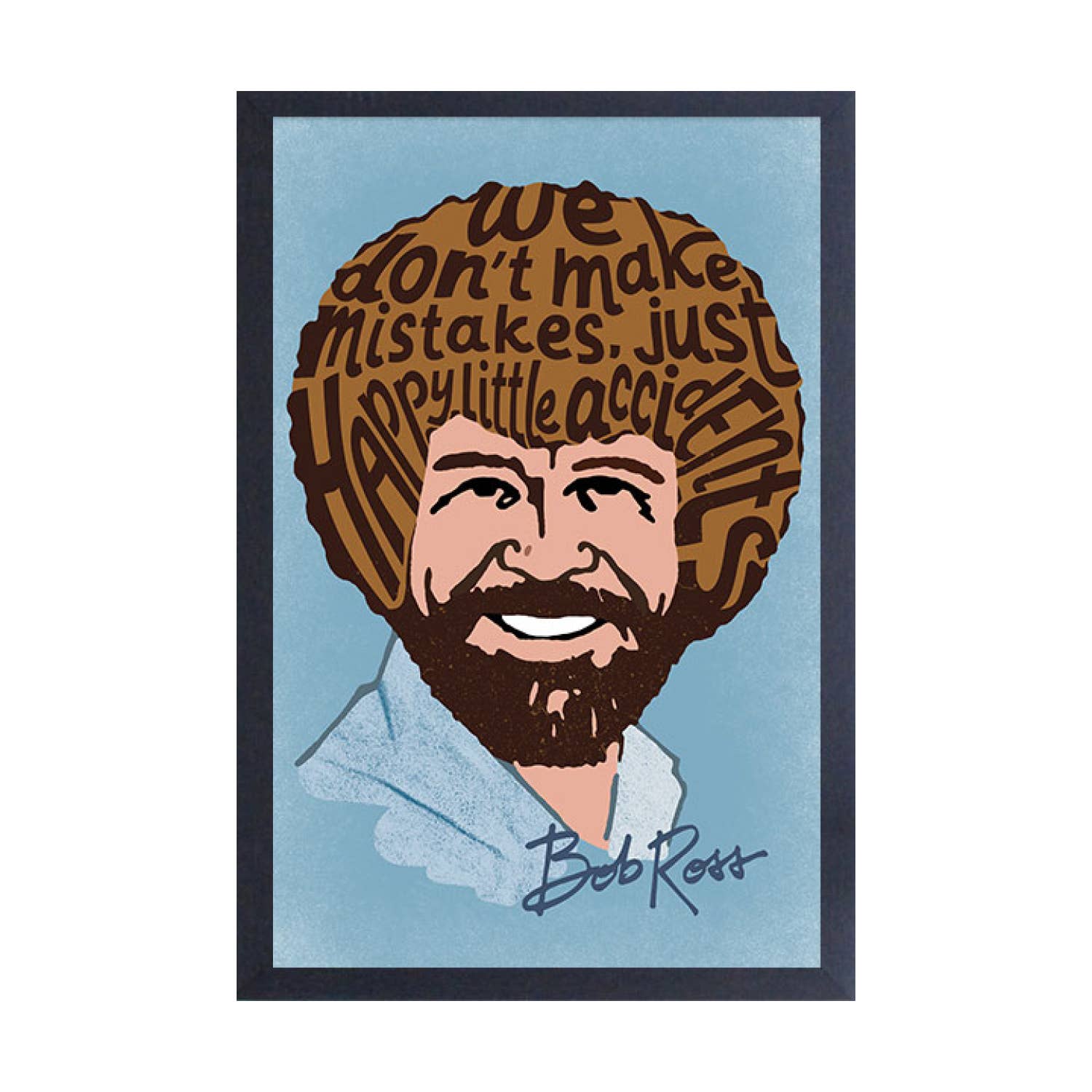 Bob Ross Hair Word Collage Framed Print