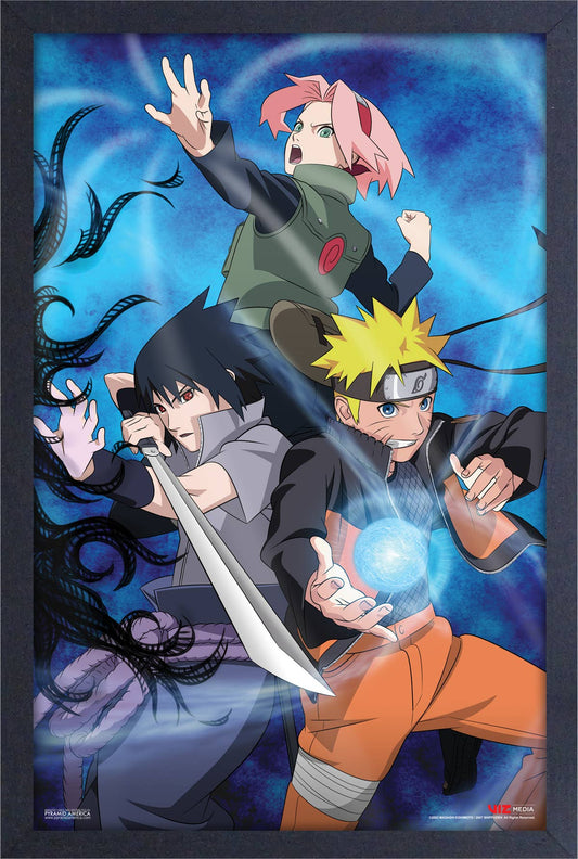 Naruto Group Fight Pose Framed Print