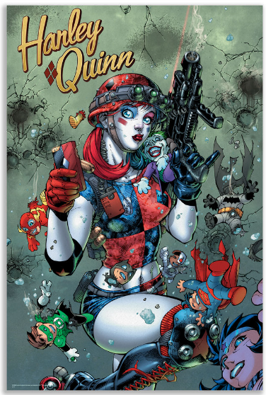 Harley Quinn Gun and Helmet Canvas