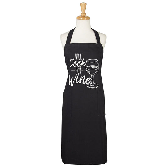 Will Cook For Wine Printed Chefs Apron