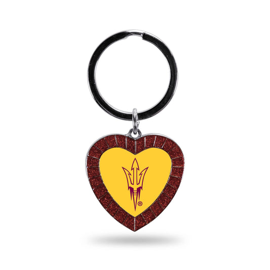 Arizona St. Sun Devils Color Rhinestone Heart Keychain