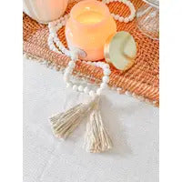 Eco-friendly Natural Wood Bead Garland with Tassels