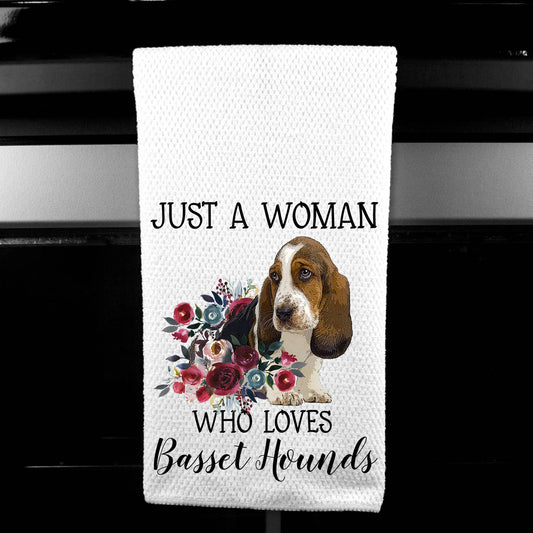 Just a Woman Basset Hounds Microfiber Towel