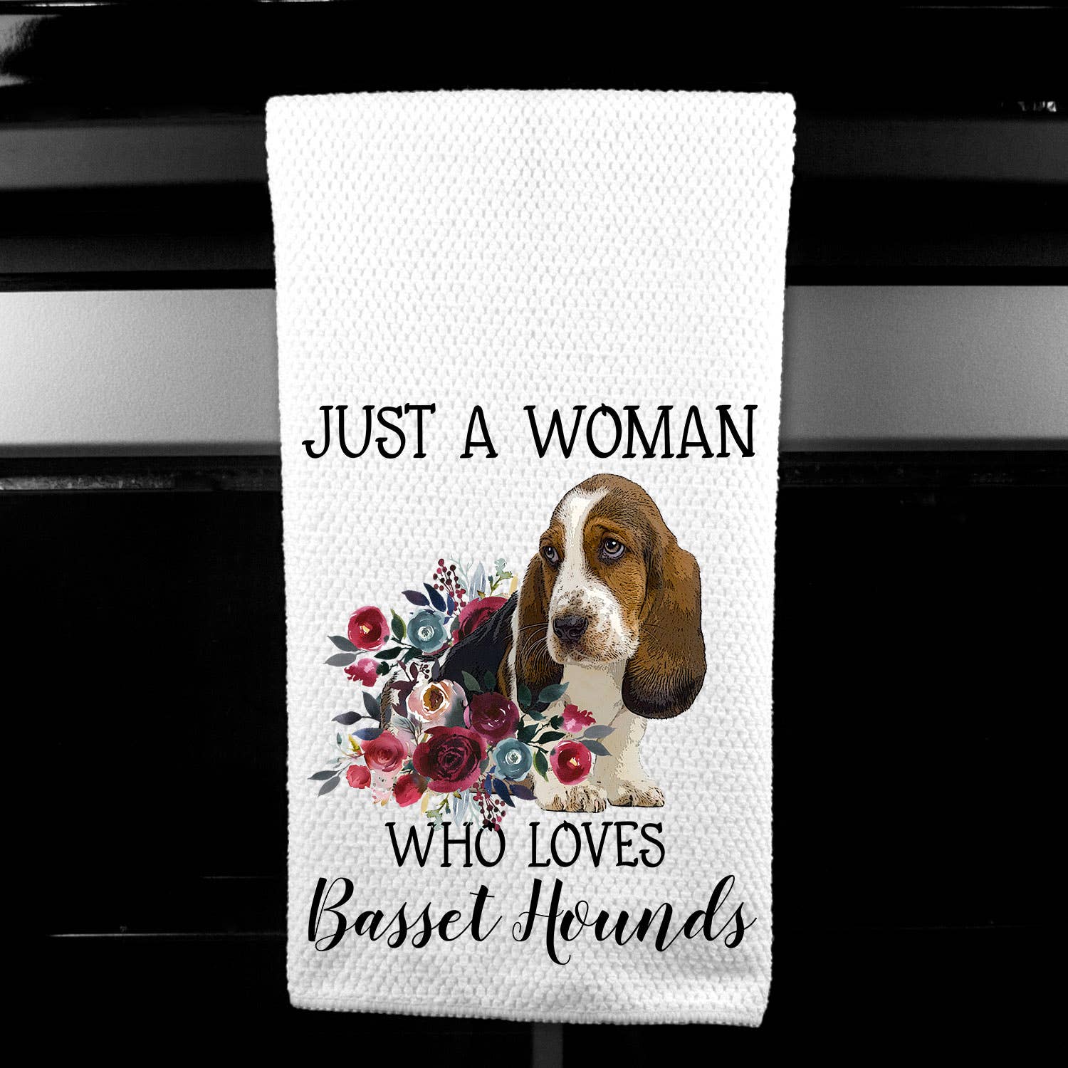 Just a Woman Basset Hounds Microfiber Towel
