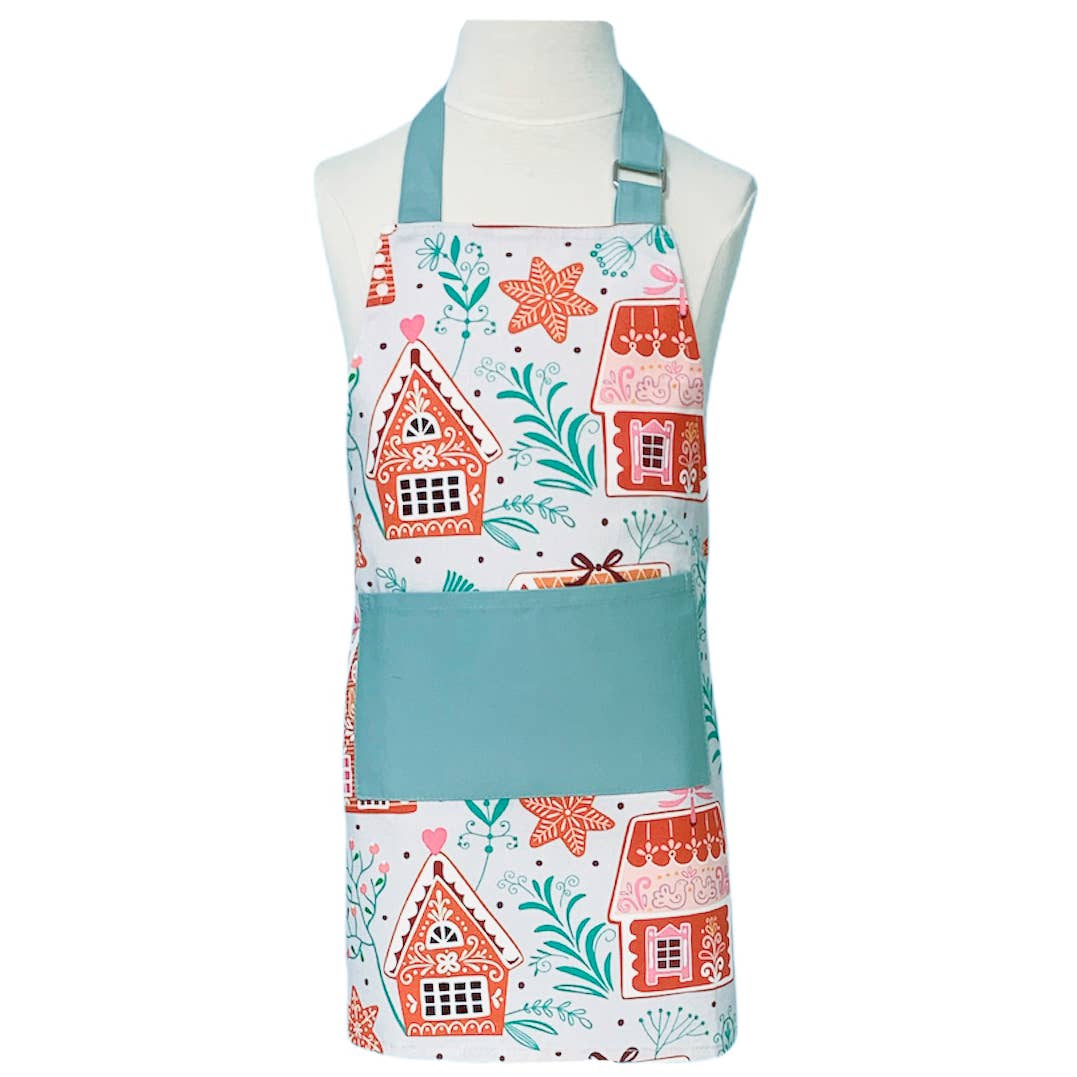 Summitbaking - Holiday / Christmas Child's Apron- Sweet Gingerbread Houses