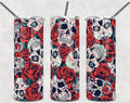 Skull Red Rose Stainless Steel Tumbler