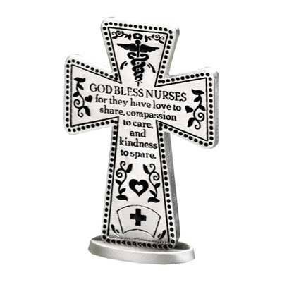 Nurse Standing Message Cross