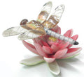 Dragonfly on Pink Water Lily Figurine