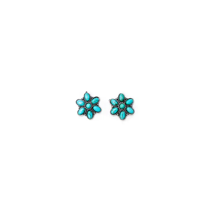 Turquoise Flower Stud Earrings