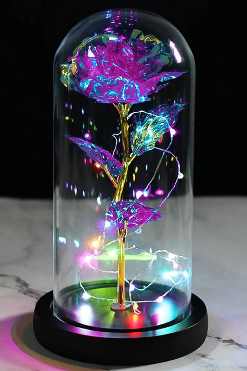 Galaxy Rose Glass Dome LED Purple