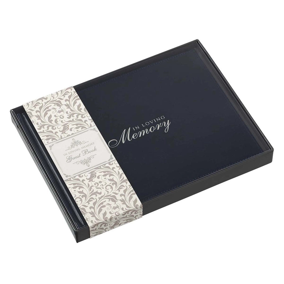 In Loving Memory Navy Medium Guest Book