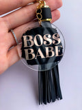 Boss Babe Hand Painted Acrylic Keychain Rose Gold
